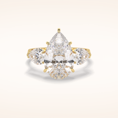 1.29 CT Pear Shaped Three Stone Moissanite Engagement Ring