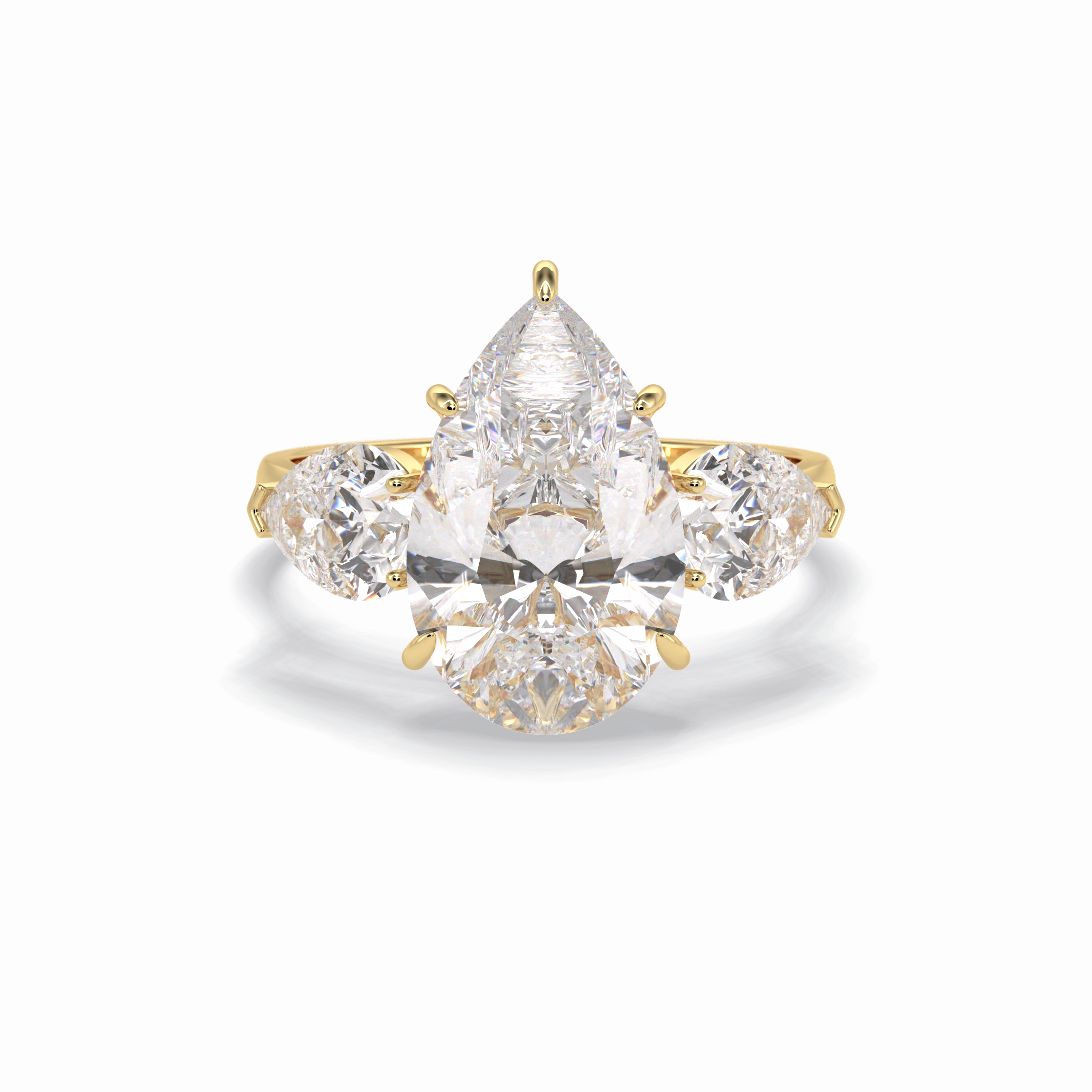 Pear Hidden Halo & Three Stones Lab Grown Diamond Engagement Ring
