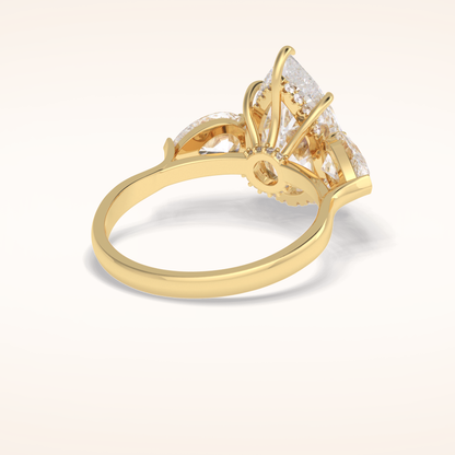 1.29 CT Pear Shaped Three Stone Moissanite Engagement Ring