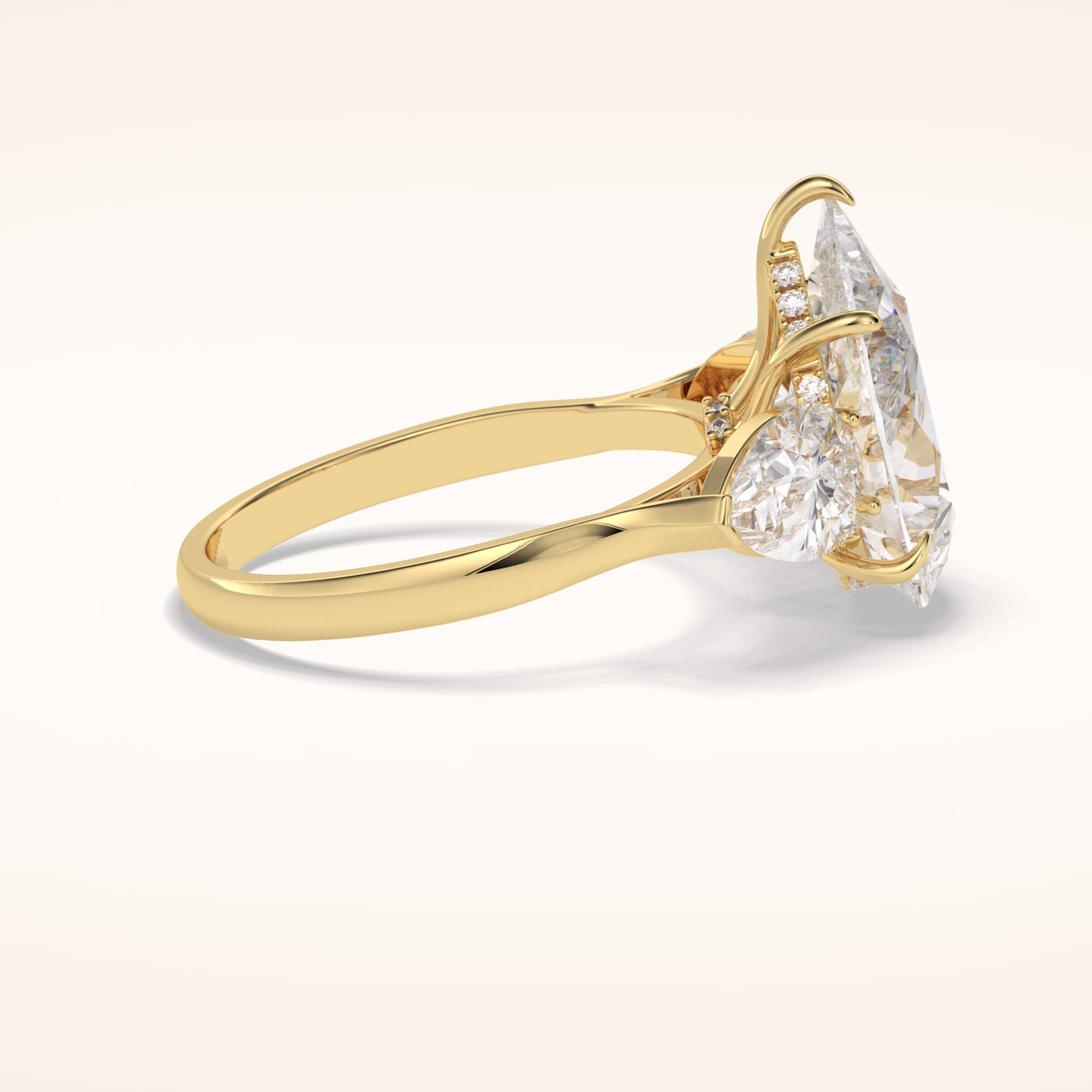 1.29 CT Pear Shaped Three Stone Moissanite Engagement Ring