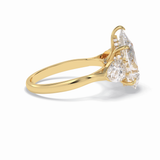 Pear Hidden Halo & Three Stones Lab Grown Diamond Engagement Ring