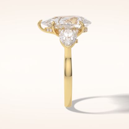 1.29 CT Pear Shaped Three Stone Moissanite Engagement Ring