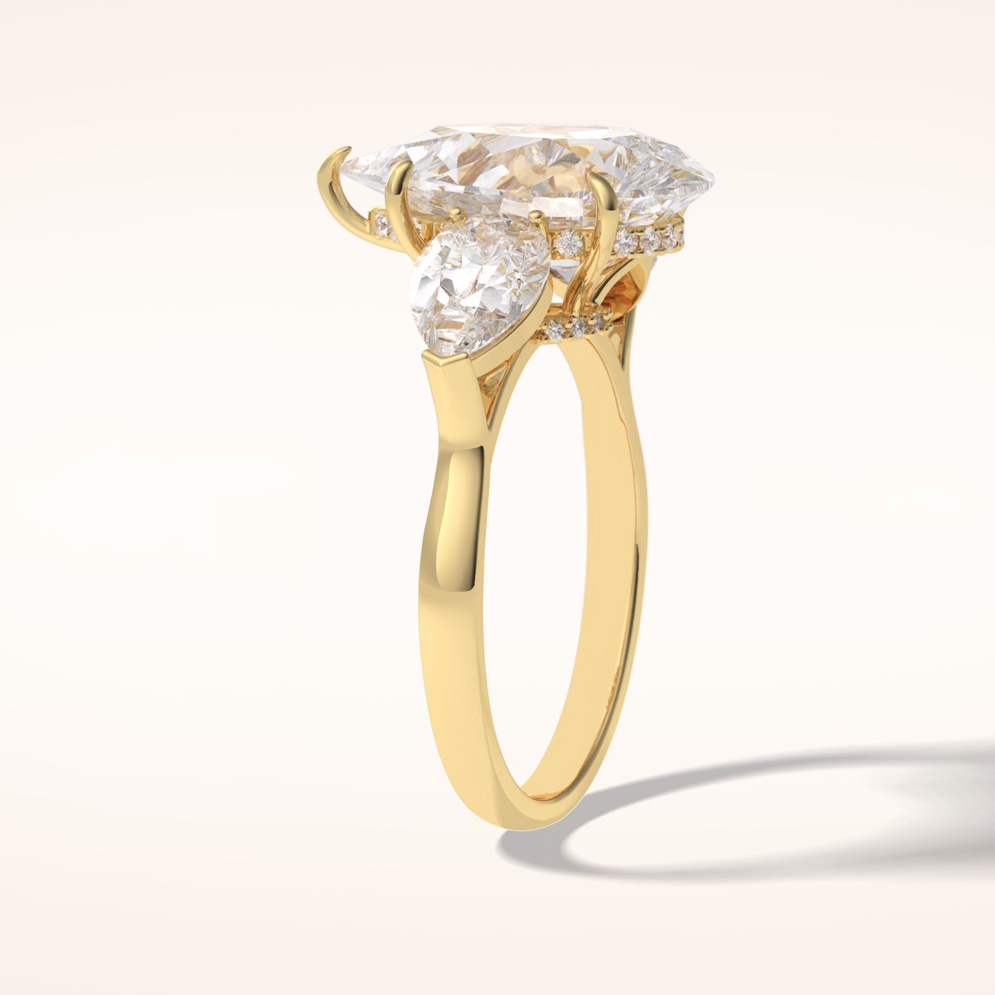 1.29 CT Pear Shaped Three Stone Moissanite Engagement Ring