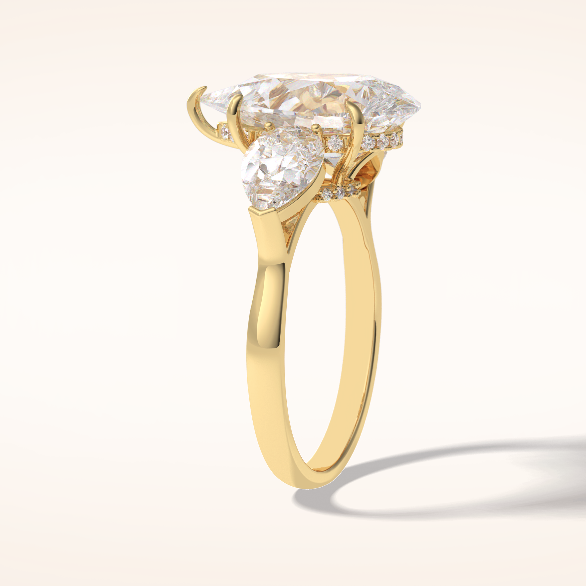 1.29 CT Pear Shaped Three Stone Moissanite Engagement Ring