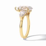 Pear Hidden Halo & Three Stones Lab Grown Diamond Engagement Ring