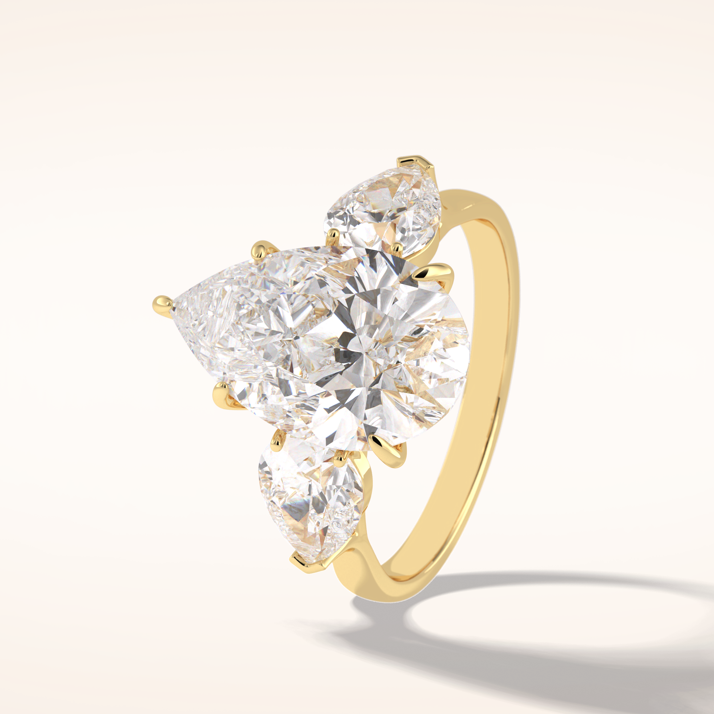 1.29 CT Pear Shaped Three Stone Moissanite Engagement Ring