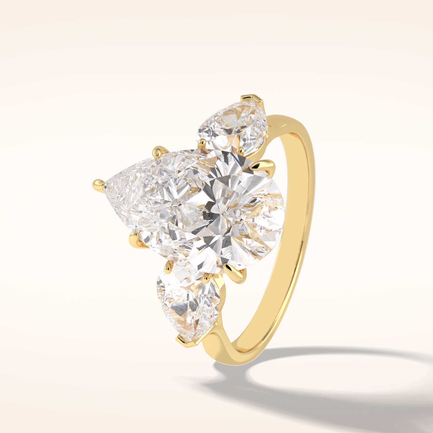 1.29 CT Pear Shaped Three Stone Moissanite Engagement Ring