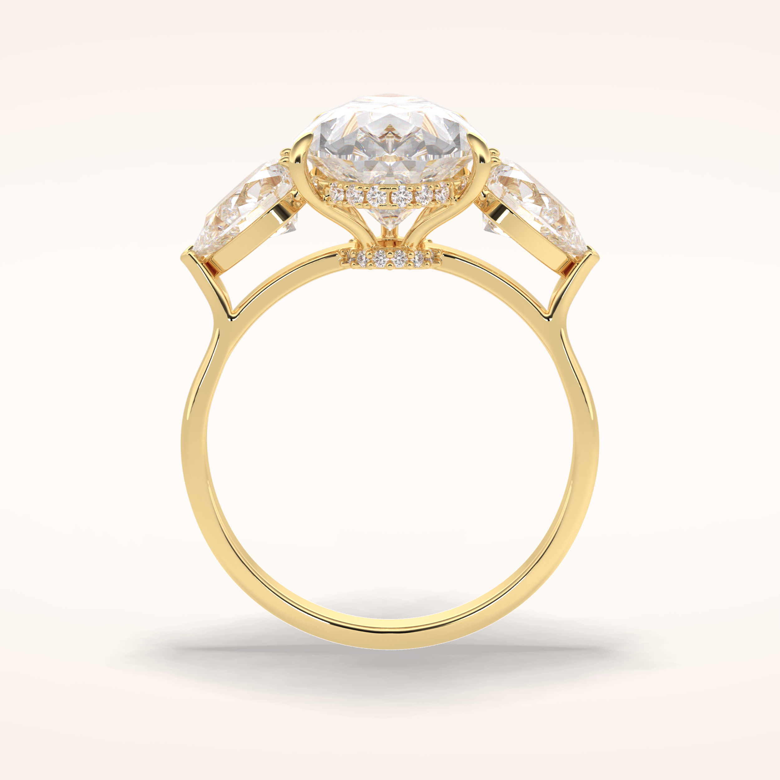 1.29 CT Pear Shaped Three Stone Moissanite Engagement Ring
