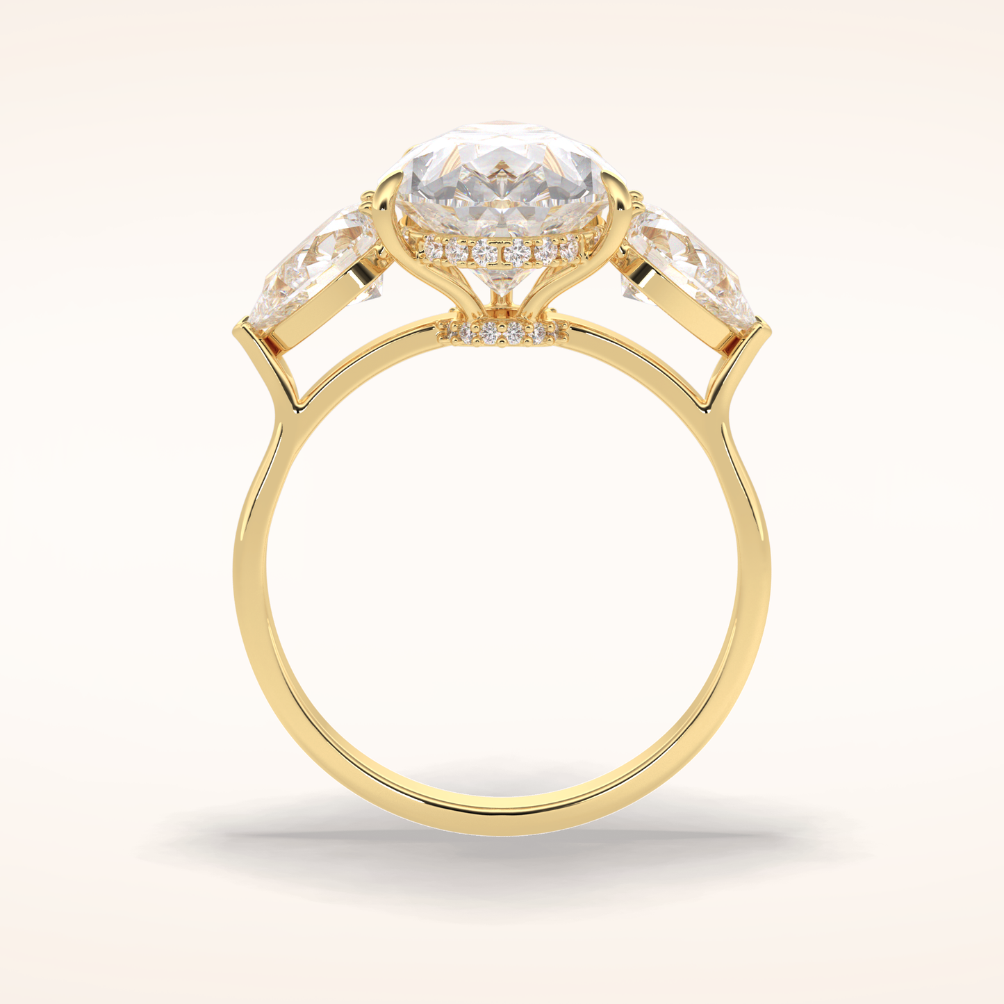 1.29 CT Pear Shaped Three Stone Moissanite Engagement Ring