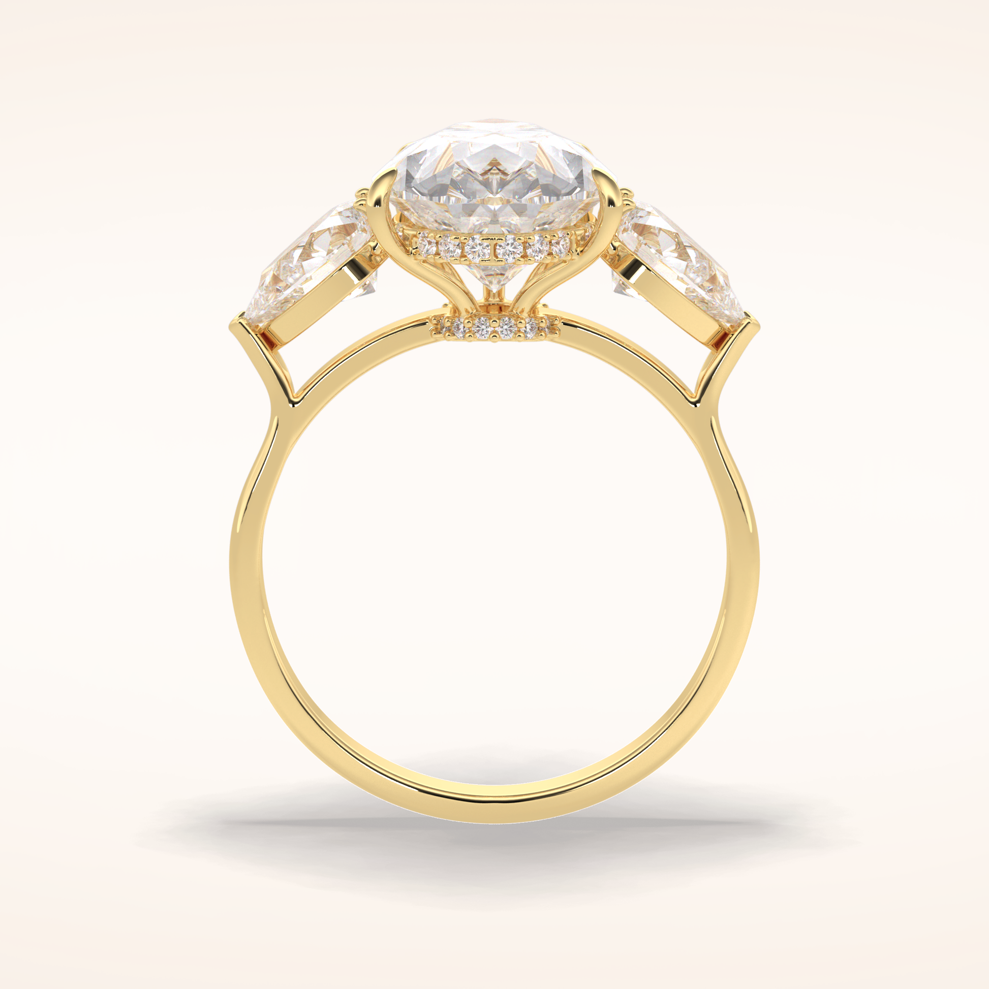 1.29 CT Pear Shaped Three Stone Moissanite Engagement Ring