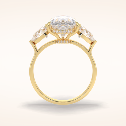 1.29 CT Pear Shaped Three Stone Moissanite Engagement Ring