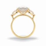 Pear Hidden Halo & Three Stones Lab Grown Diamond Engagement Ring