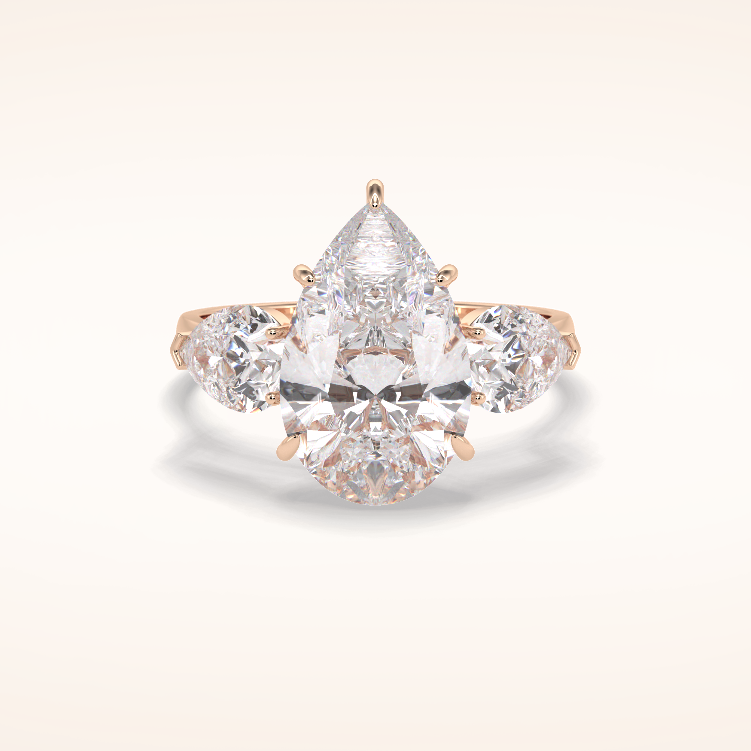 1.29 CT Pear Shaped Three Stone Moissanite Engagement Ring