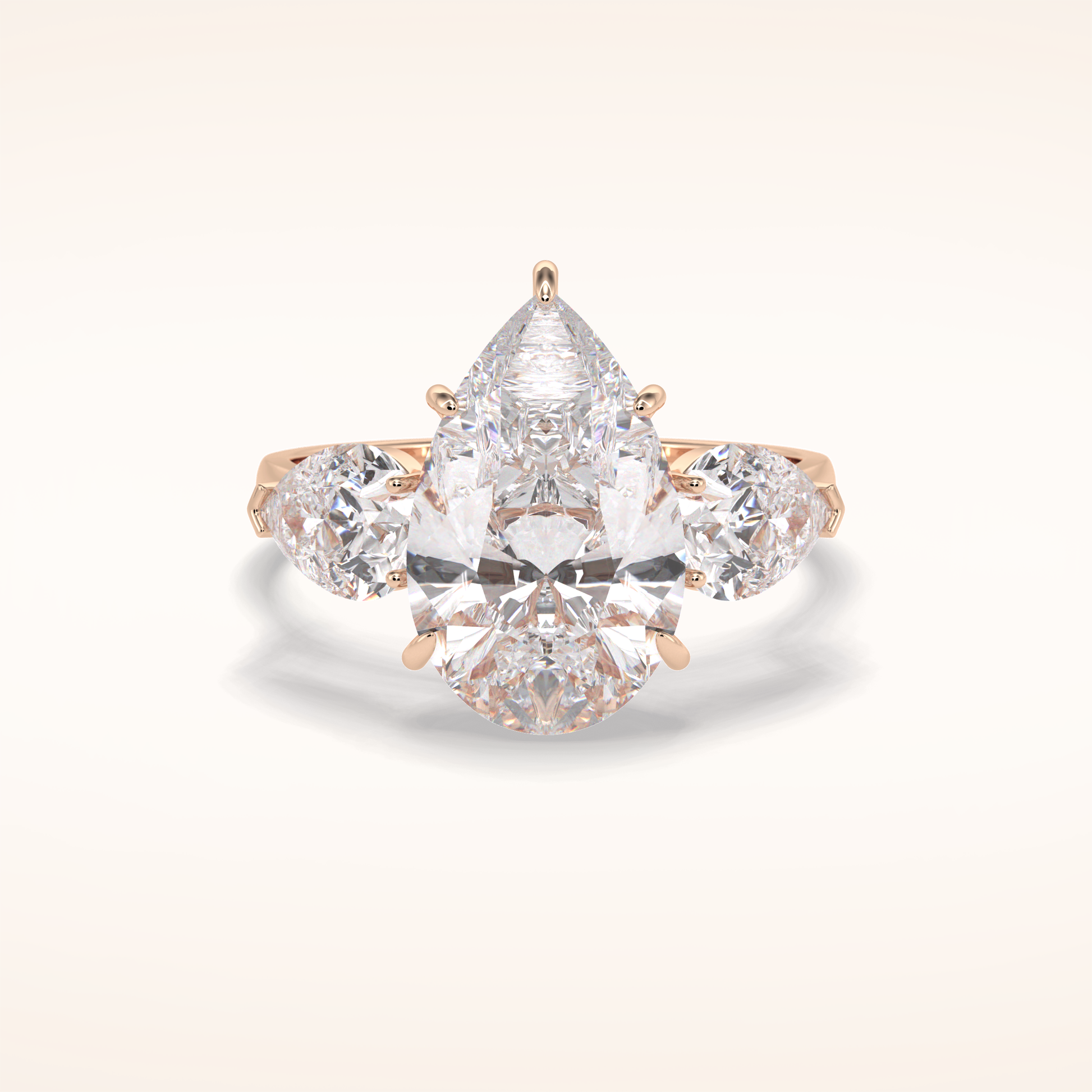 1.29 CT Pear Shaped Three Stone Moissanite Engagement Ring