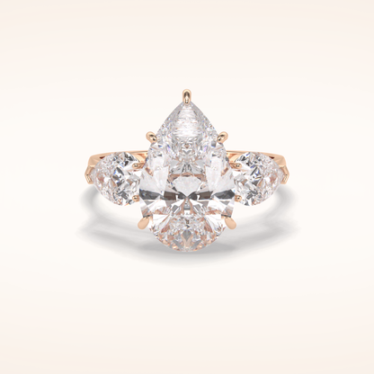 1.29 CT Pear Shaped Three Stone Moissanite Engagement Ring