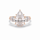 Pear Hidden Halo & Three Stones Lab Grown Diamond Engagement Ring