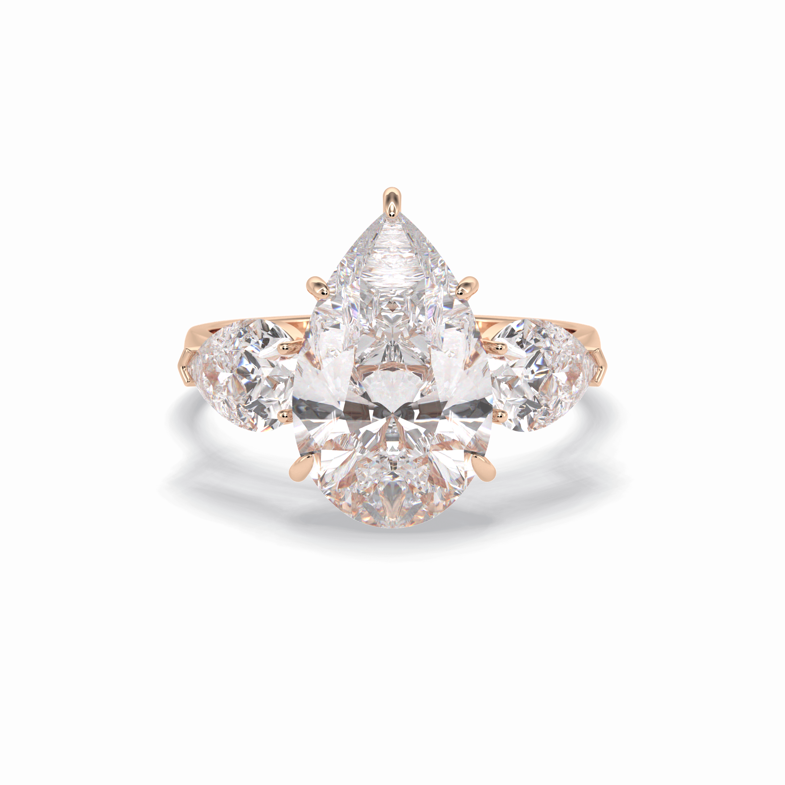 Pear Hidden Halo & Three Stones Lab Grown Diamond Engagement Ring