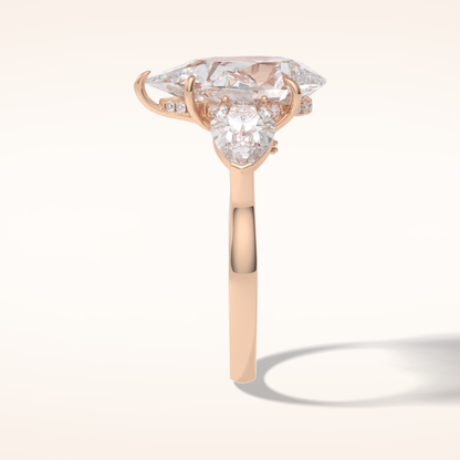 1.29 CT Pear Shaped Three Stone Moissanite Engagement Ring