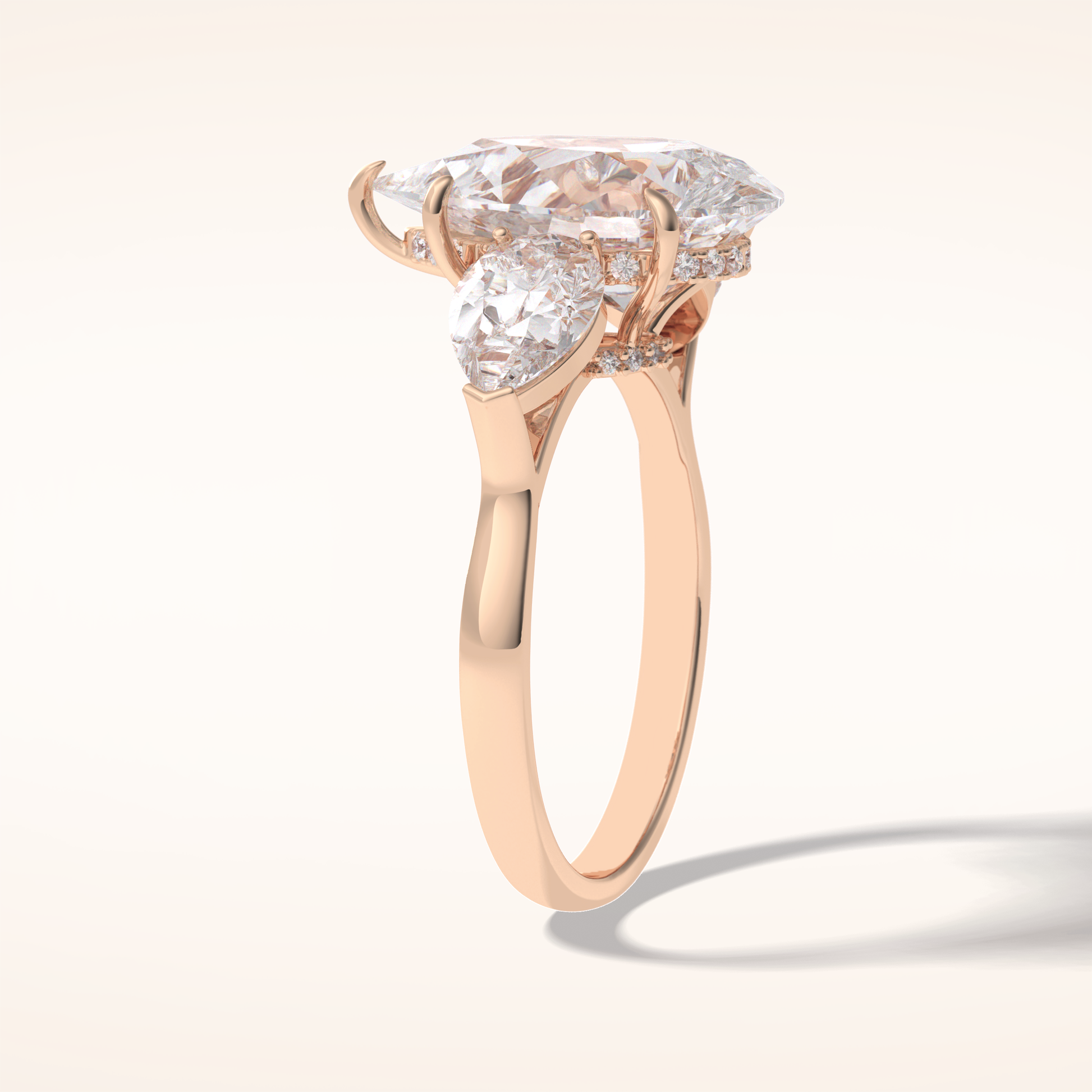 1.29 CT Pear Shaped Three Stone Moissanite Engagement Ring