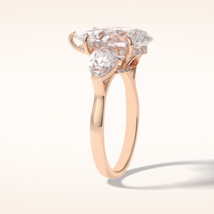 1.29 CT Pear Shaped Three Stone Moissanite Engagement Ring