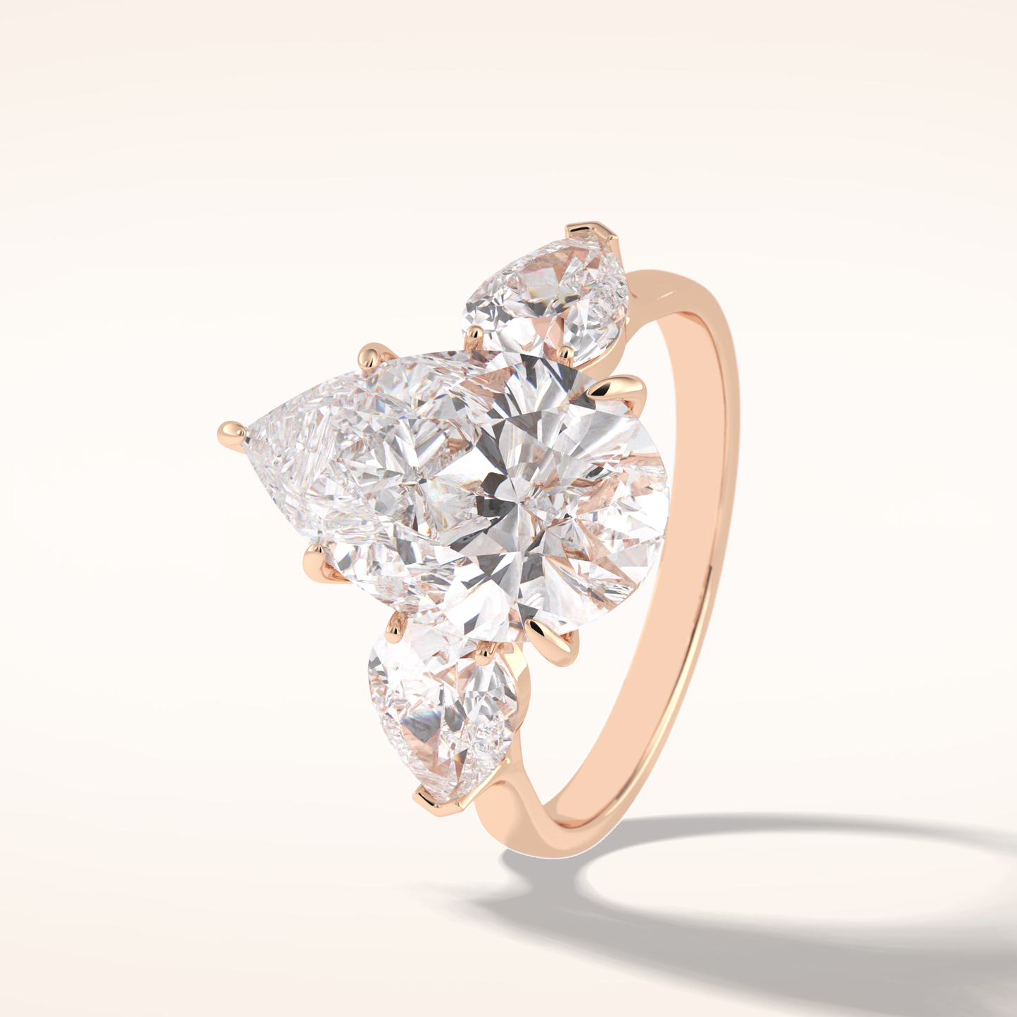 1.29 CT Pear Shaped Three Stone Moissanite Engagement Ring