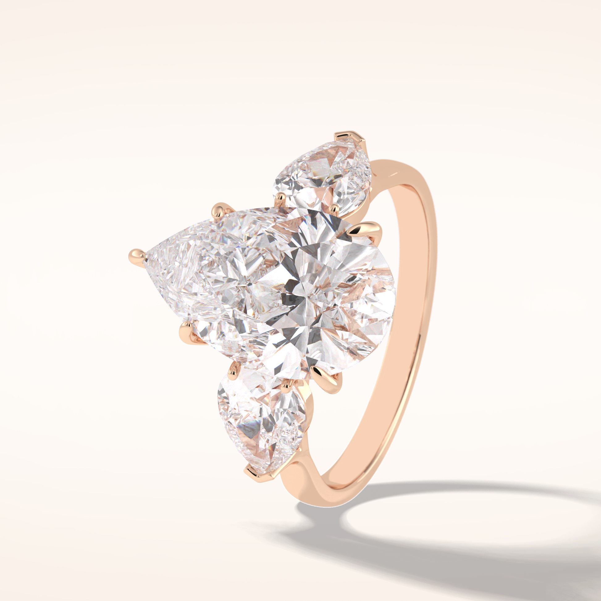 1.29 CT Pear Shaped Three Stone Moissanite Engagement Ring