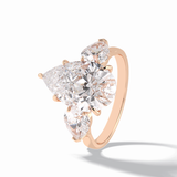 Pear Hidden Halo & Three Stones Lab Grown Diamond Engagement Ring