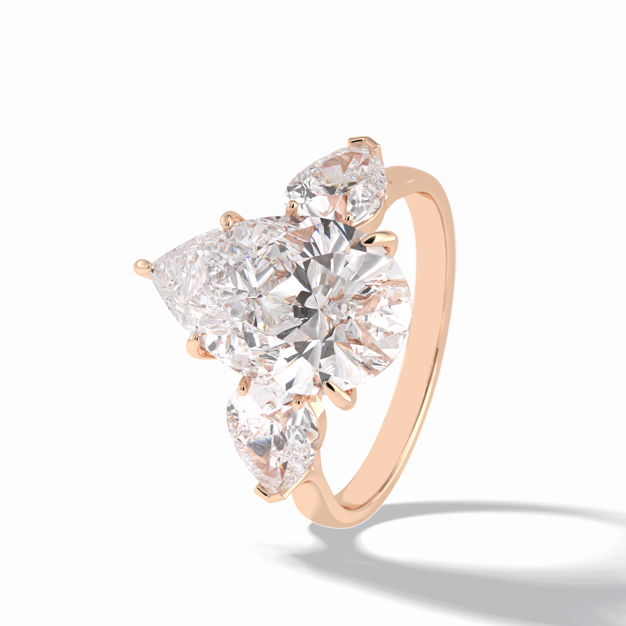 Pear Hidden Halo & Three Stones Lab Grown Diamond Engagement Ring