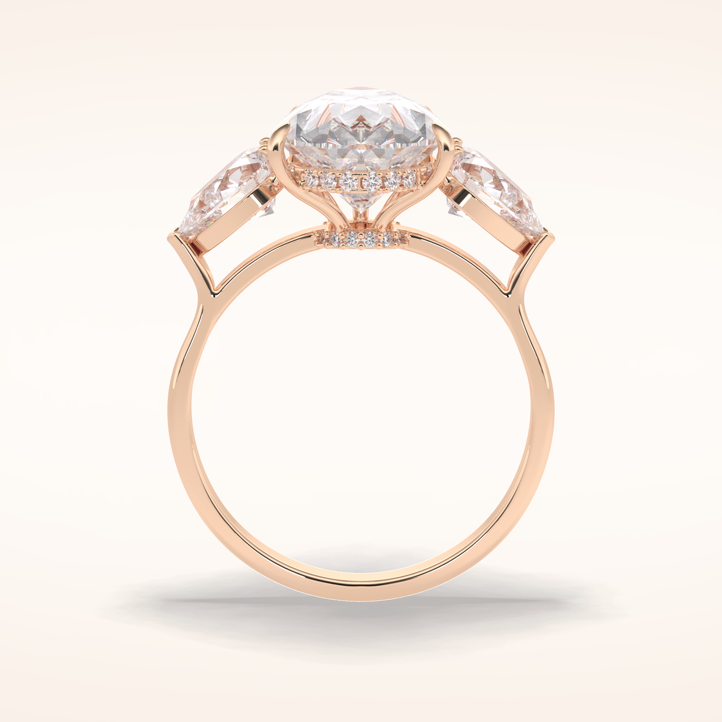 1.29 CT Pear Shaped Three Stone Moissanite Engagement Ring