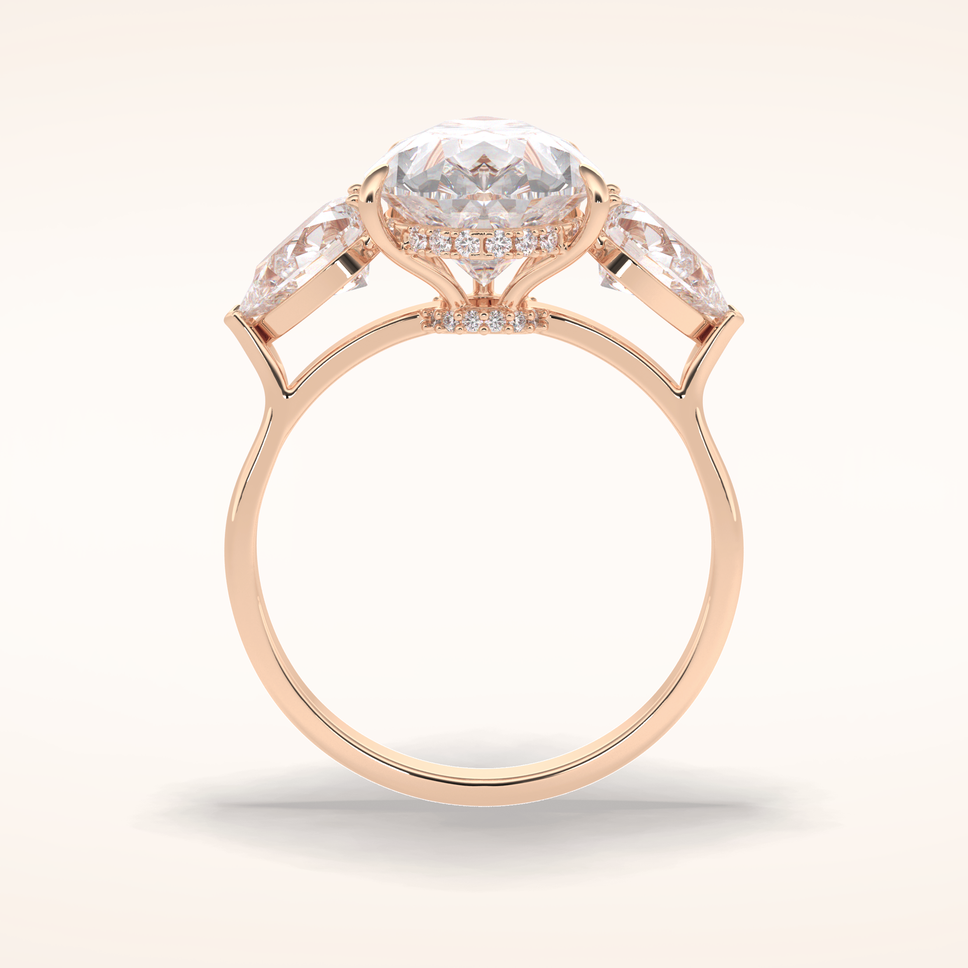 1.29 CT Pear Shaped Three Stone Moissanite Engagement Ring