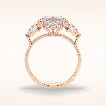 1.29 CT Pear Shaped Three Stone Moissanite Engagement Ring