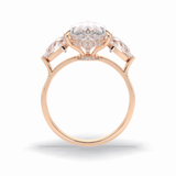 Pear Hidden Halo & Three Stones Lab Grown Diamond Engagement Ring
