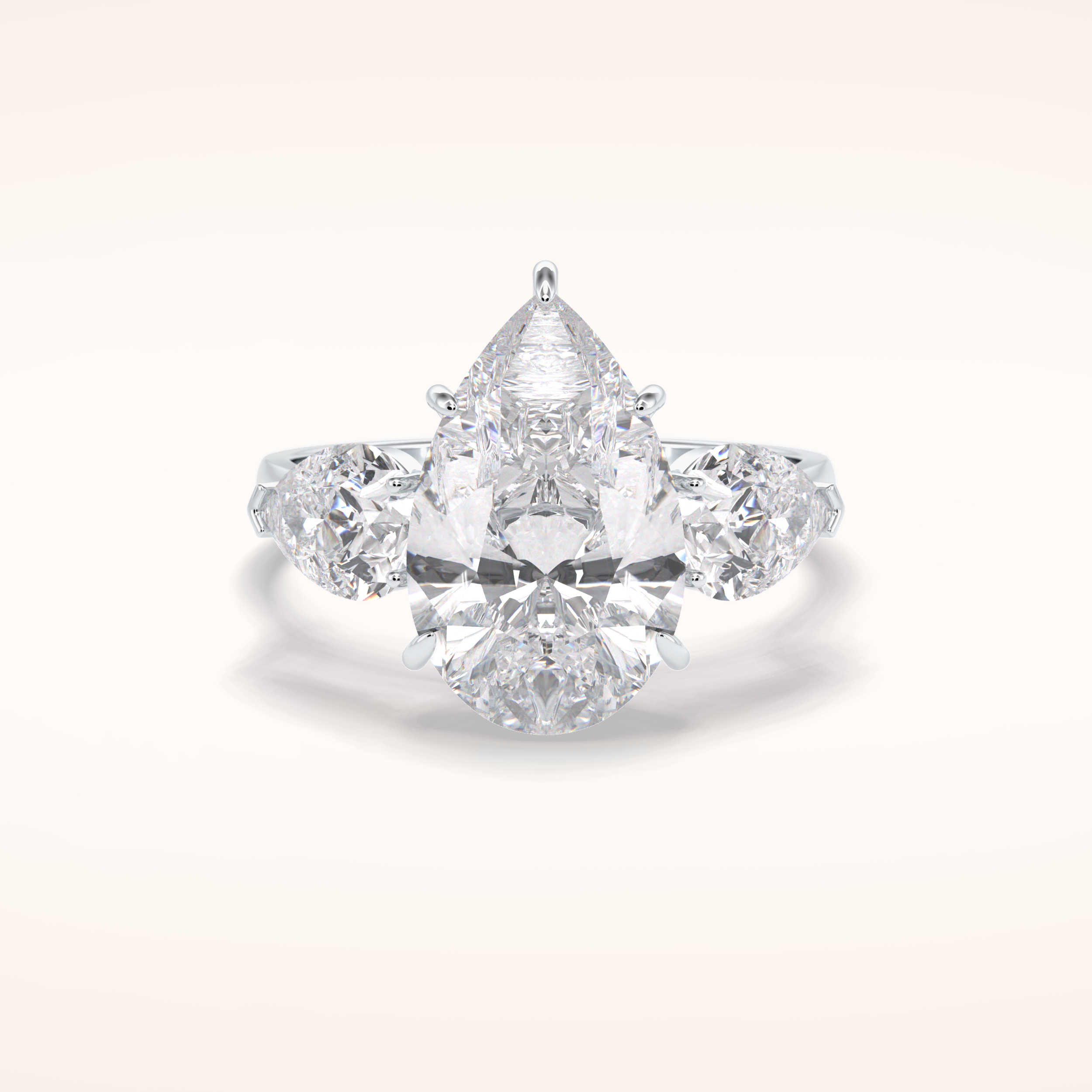 1.29 CT Pear Shaped Three Stone Moissanite Engagement Ring