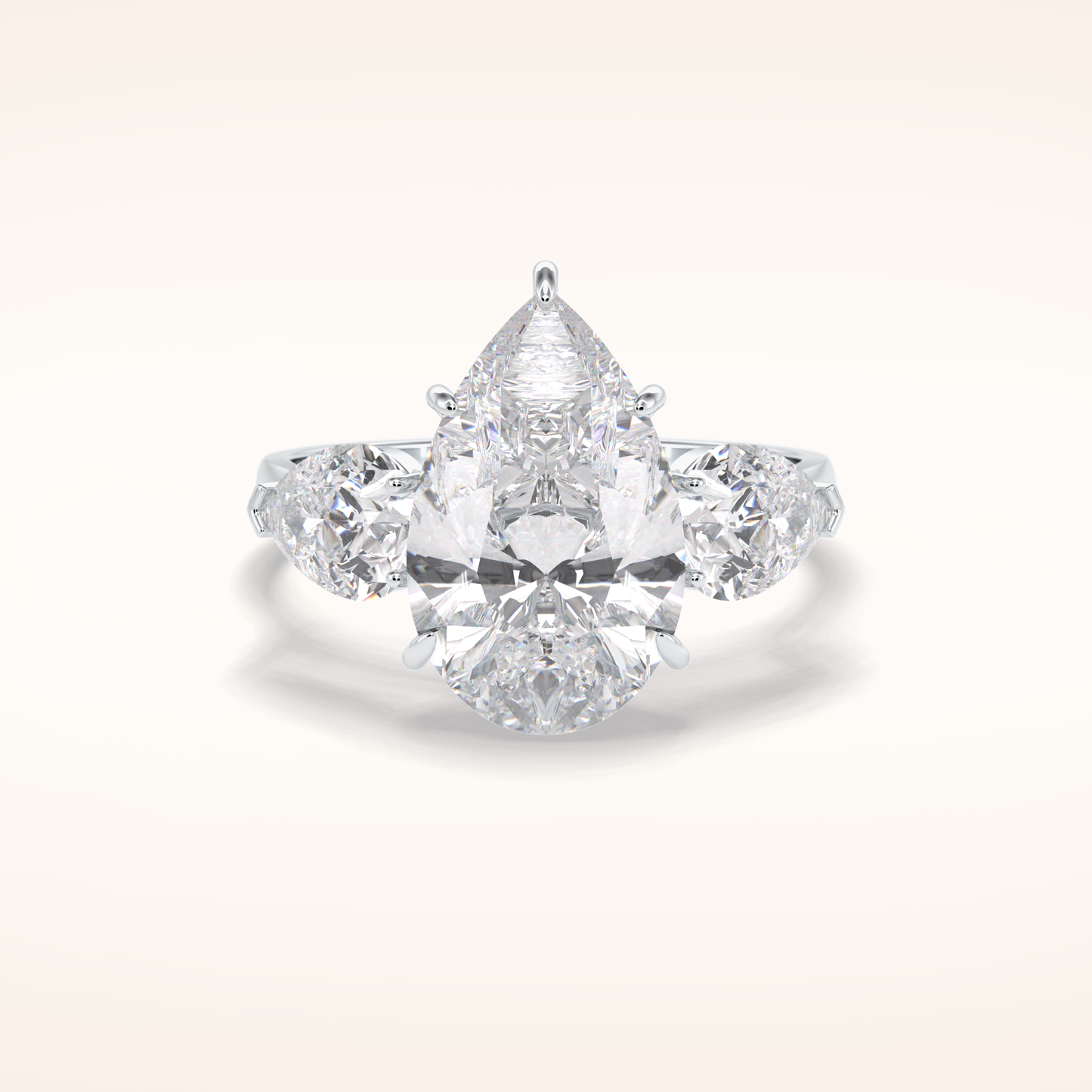 1.29 CT Pear Shaped Three Stone Moissanite Engagement Ring
