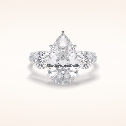 1.29 CT Pear Shaped Three Stone Moissanite Engagement Ring