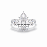 Pear Hidden Halo & Three Stones Lab Grown Diamond Engagement Ring