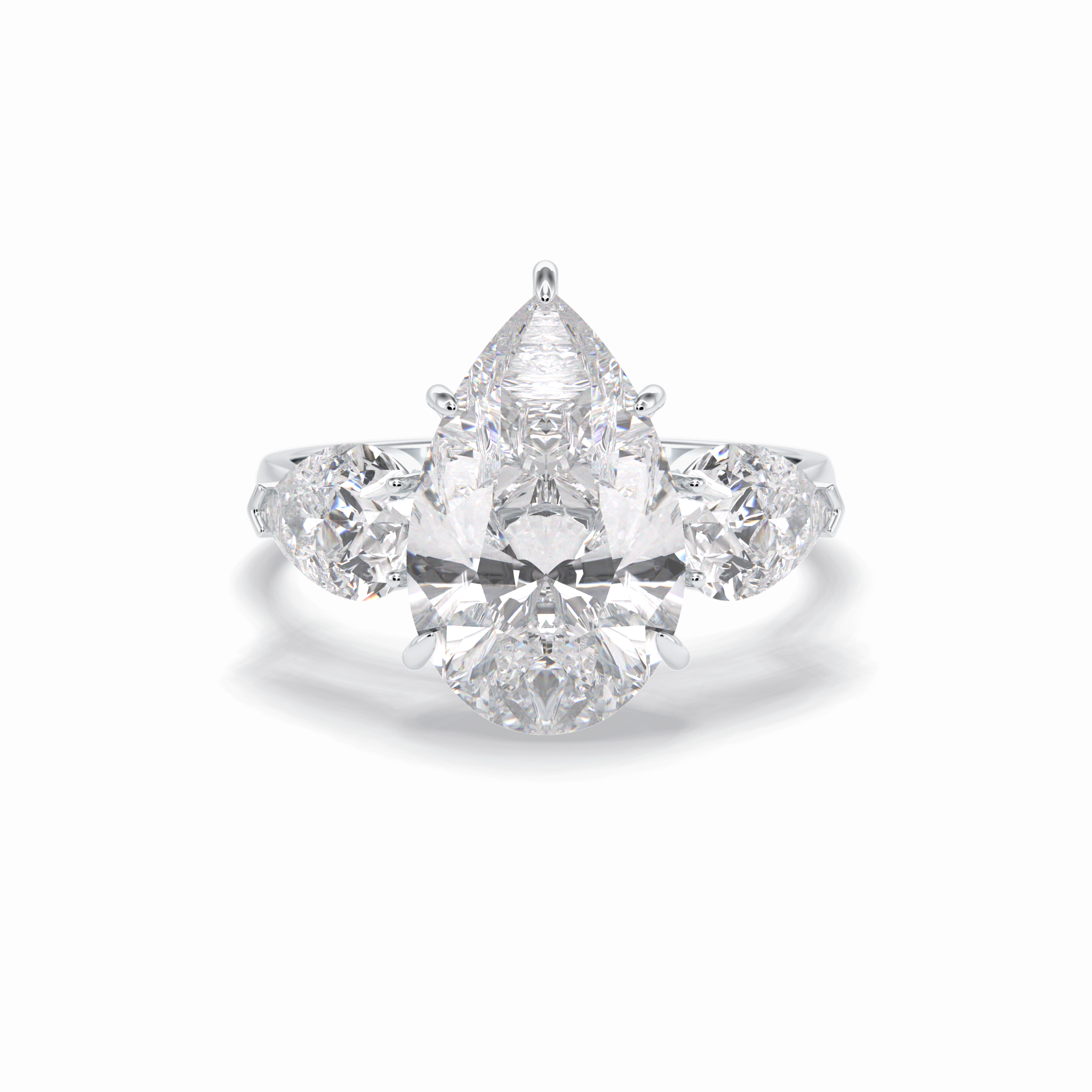 Pear Hidden Halo & Three Stones Lab Grown Diamond Engagement Ring
