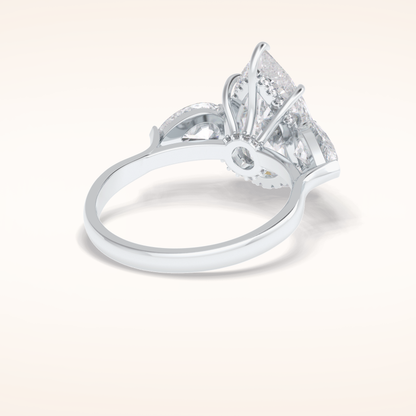 1.29 CT Pear Shaped Three Stone Moissanite Engagement Ring