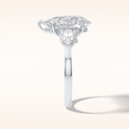 1.29 CT Pear Shaped Three Stone Moissanite Engagement Ring