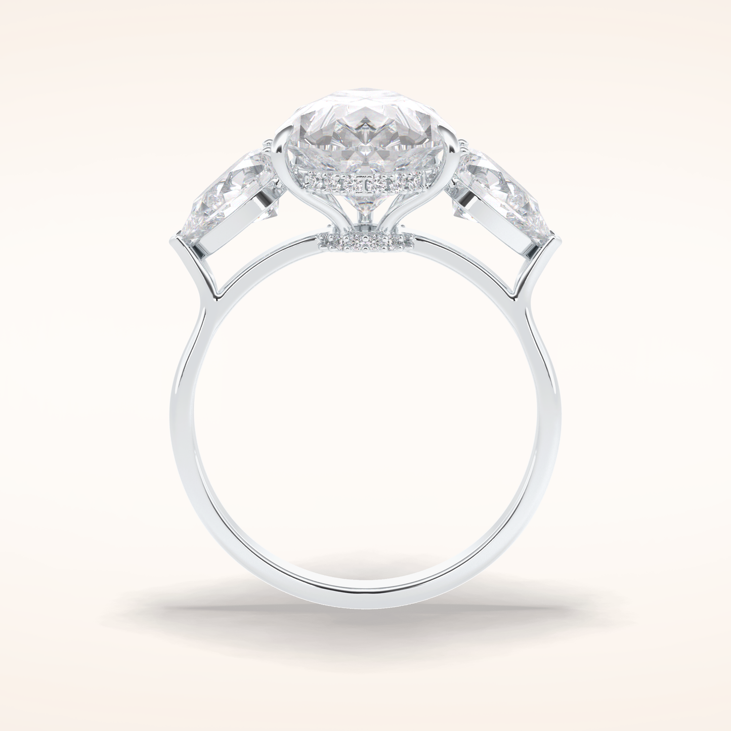 1.29 CT Pear Shaped Three Stone Moissanite Engagement Ring