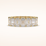 9.65 Emerald Shaped Moissanite Full Eternity Wedding Band