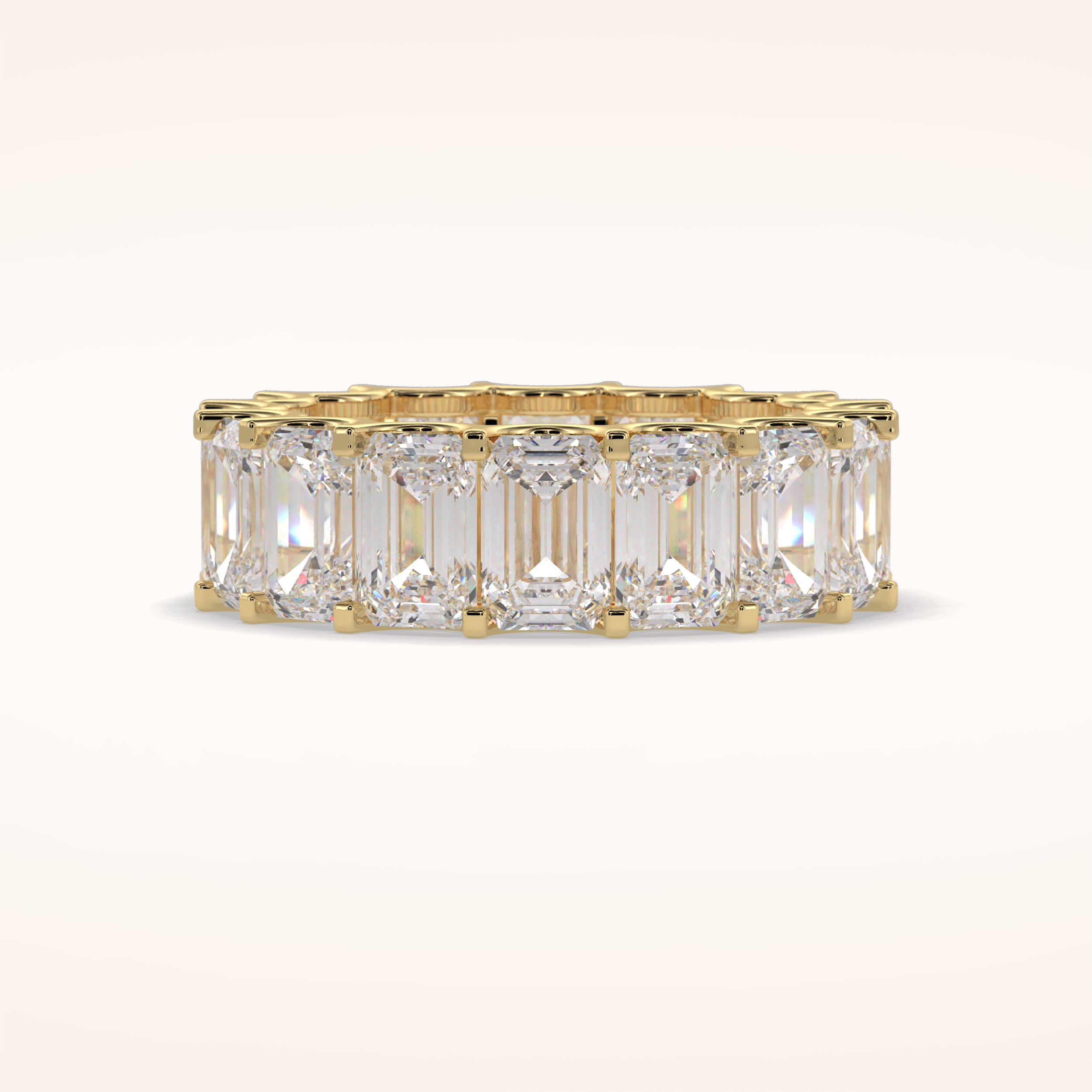 9.65 Emerald Shaped Moissanite Full Eternity Wedding Band