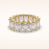 9.65 Emerald Shaped Moissanite Full Eternity Wedding Band