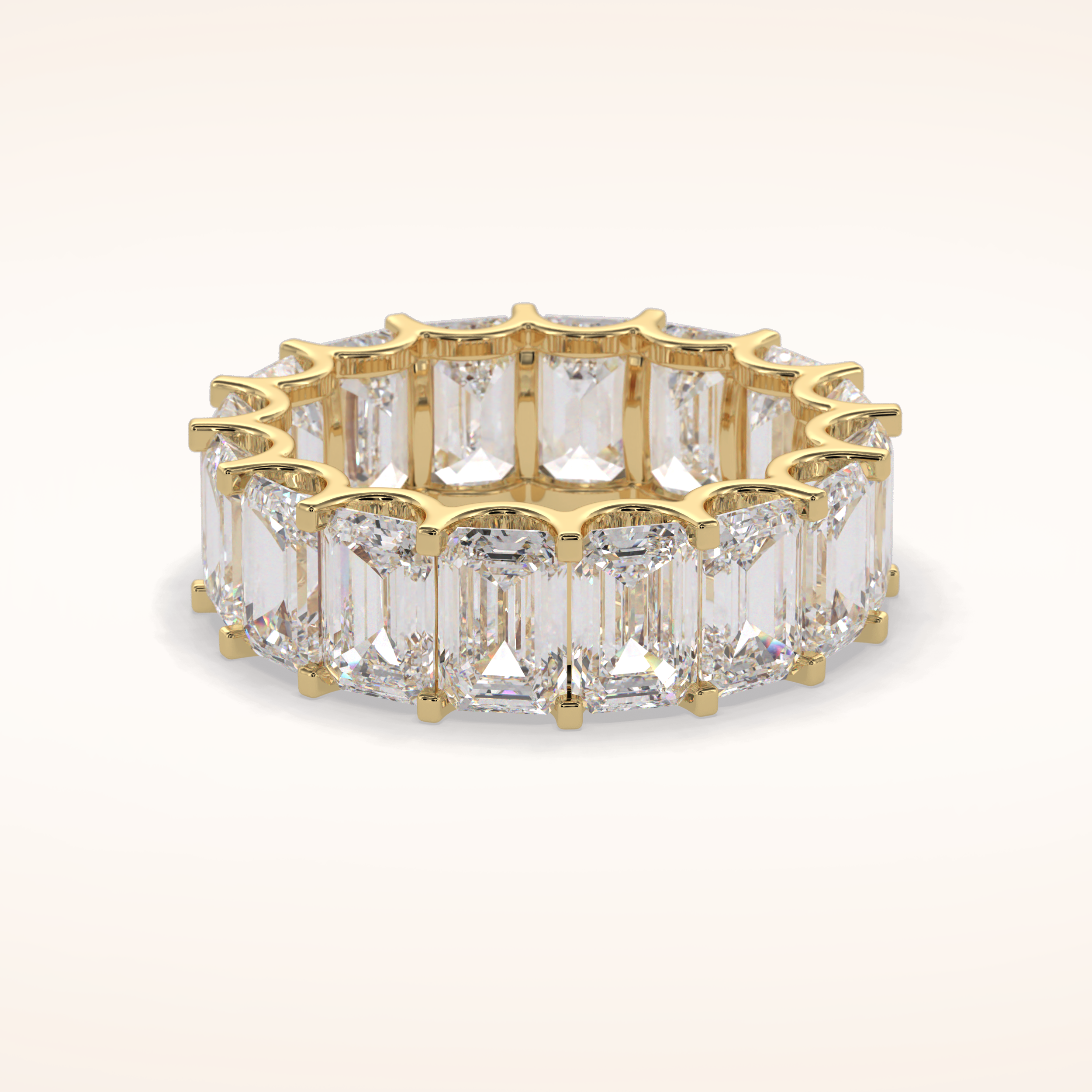 9.65 Emerald Shaped Moissanite Full Eternity Wedding Band