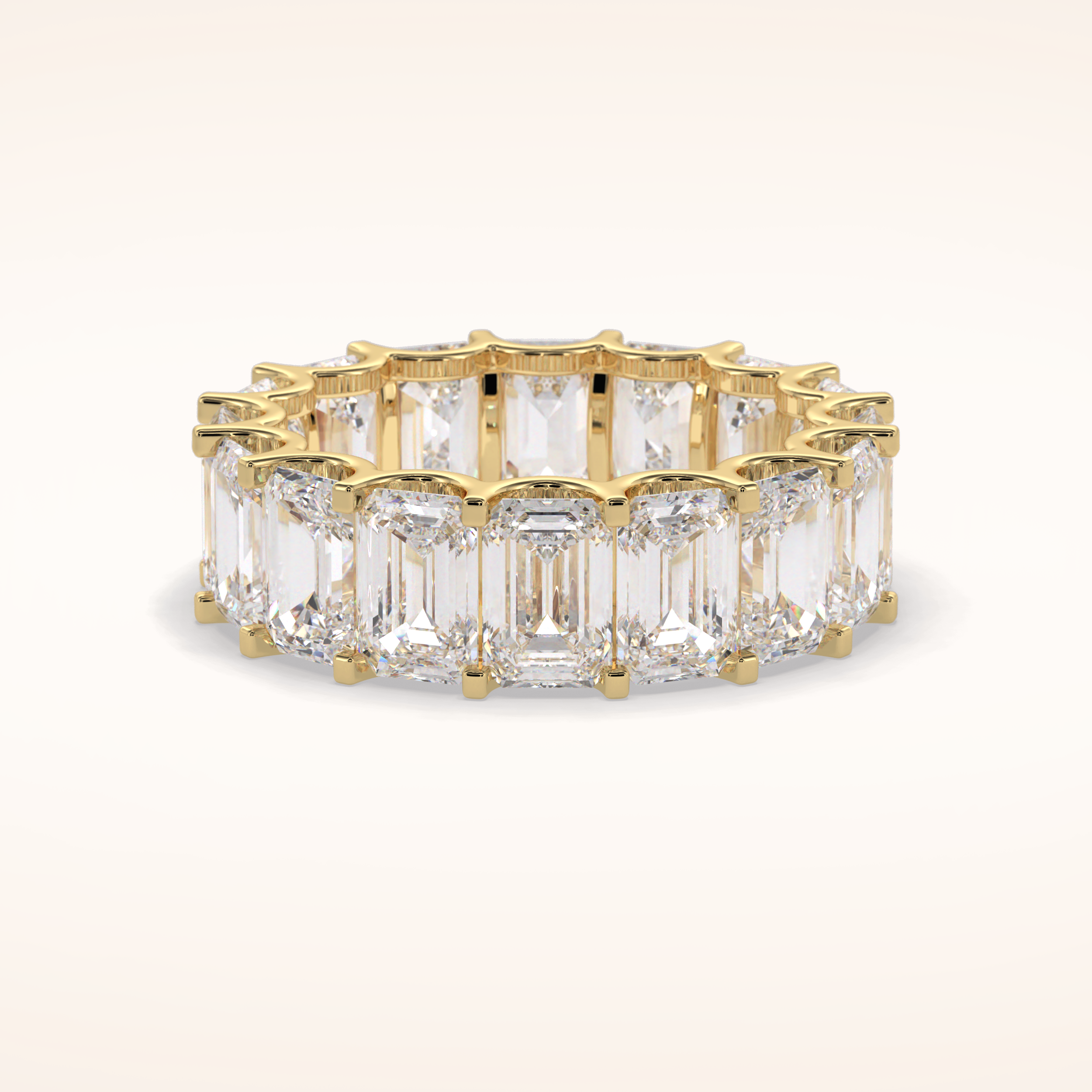 9.65 Emerald Shaped Moissanite Full Eternity Wedding Band