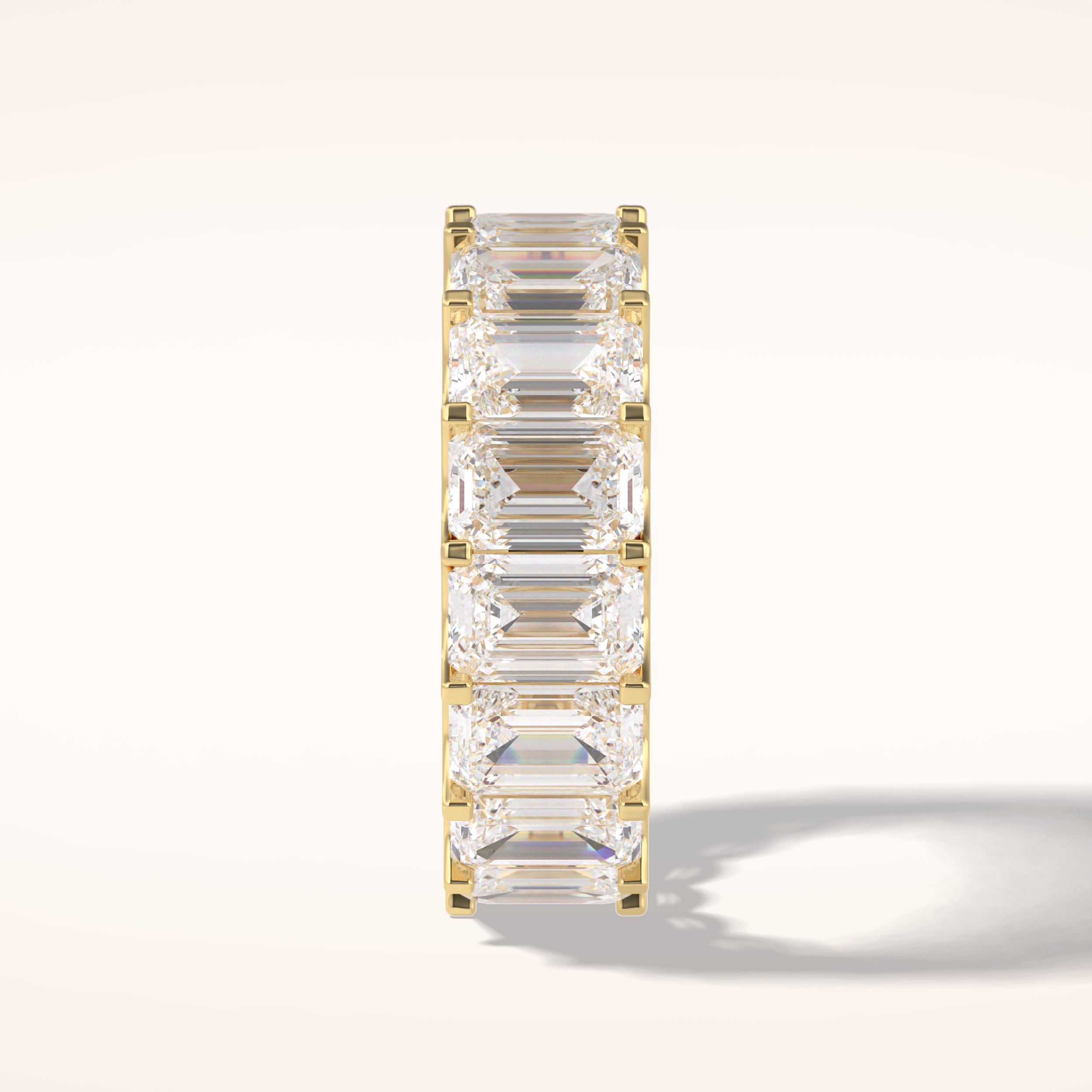 9.65 Emerald Shaped Moissanite Full Eternity Wedding Band