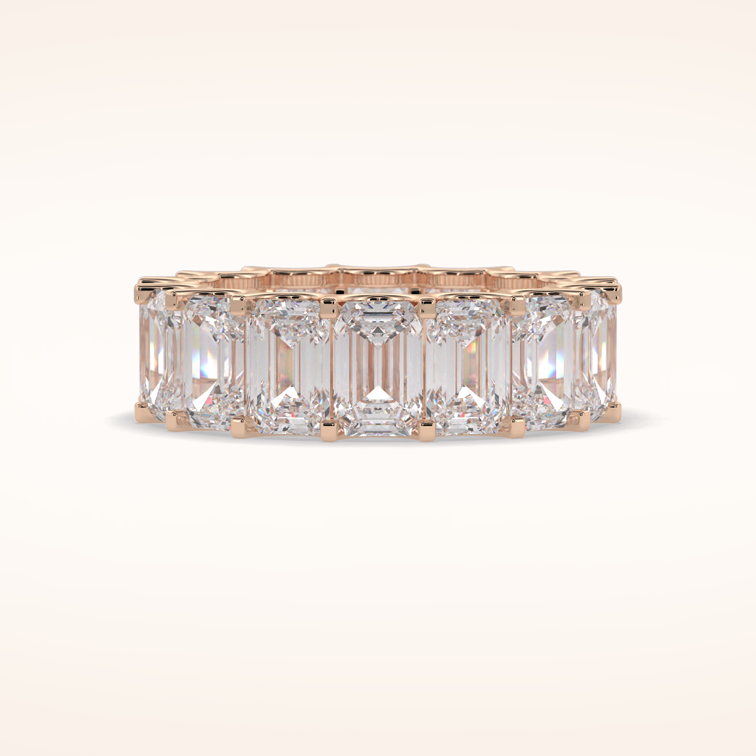 9.65 Emerald Shaped Moissanite Full Eternity Wedding Band