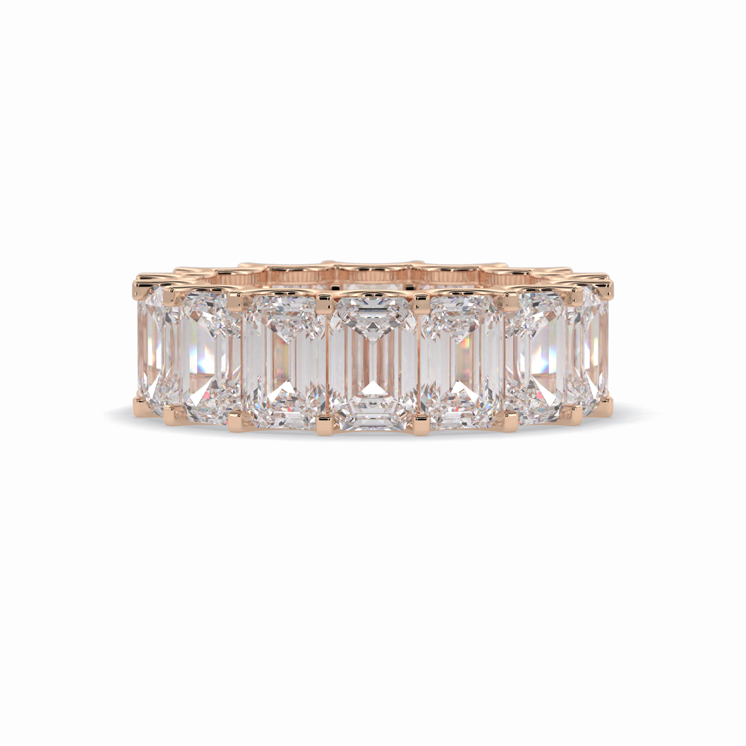 9.65 TCW Emerald Shape Full Eternity Wedding Band 15