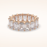 9.65 Emerald Shaped Moissanite Full Eternity Wedding Band