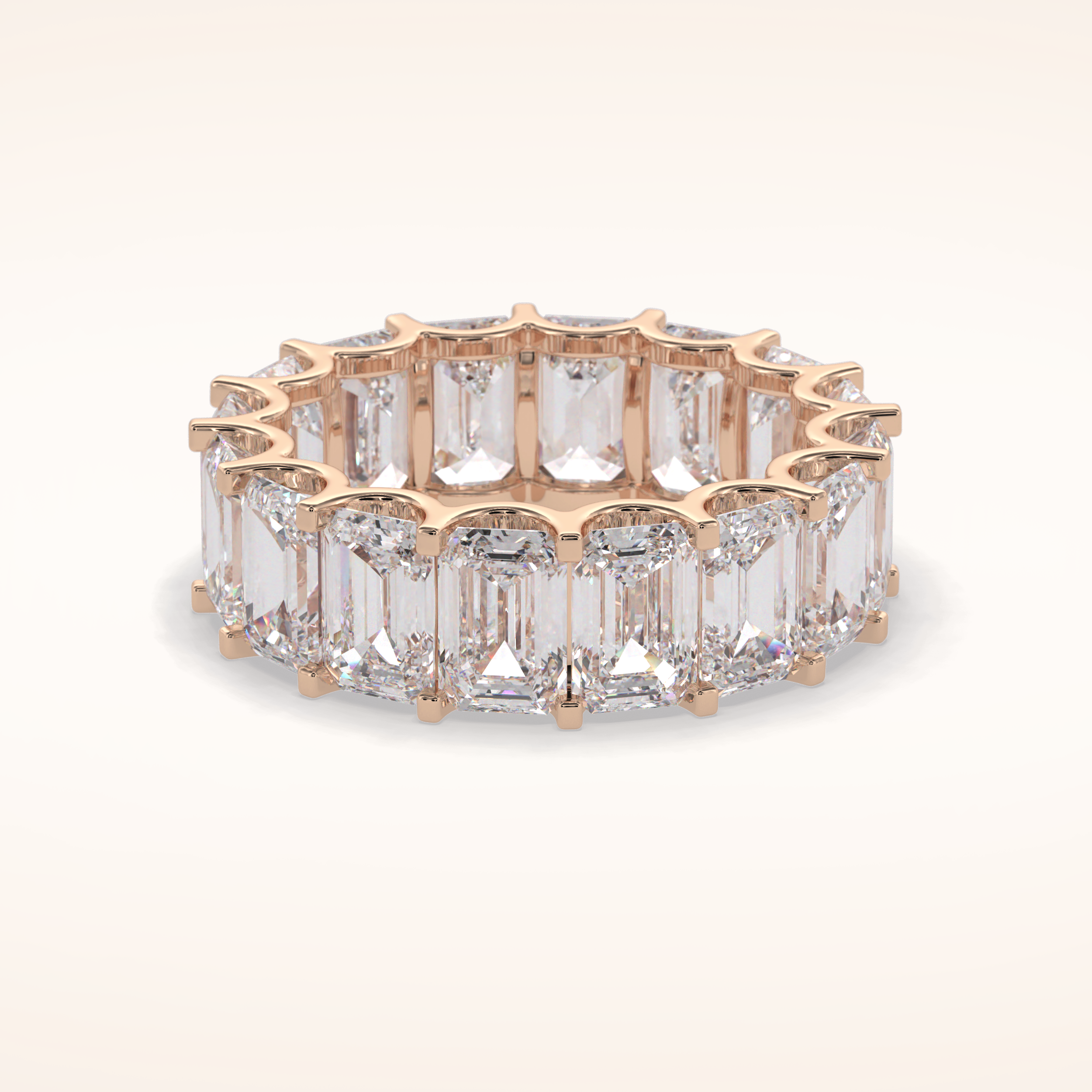 9.65 Emerald Shaped Moissanite Full Eternity Wedding Band